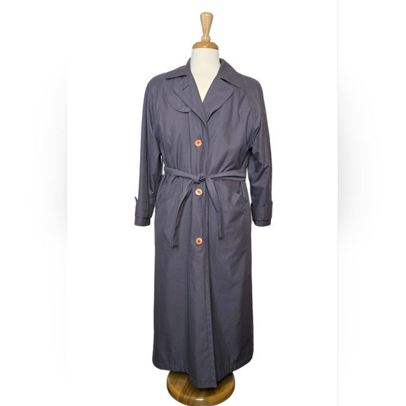 Vtg 80s London Fog Tempo Europa Long Trench Coat Wool Zip-Out Liner Size M - Picture 1 of 15